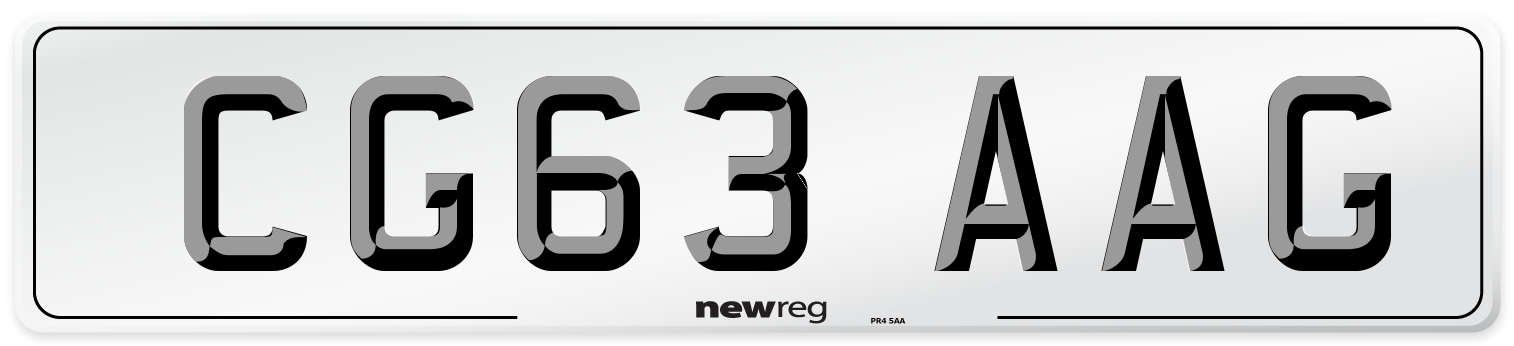 CG63 AAG Number Plate from New Reg